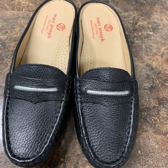 NEW IN BOX Marc Joseph New York- Black Genuine Leather Lawren Mules Size 7-1/2 - Picture 2 of 9